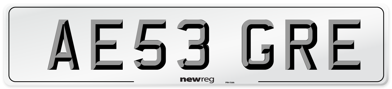 AE53 GRE Number Plate from New Reg